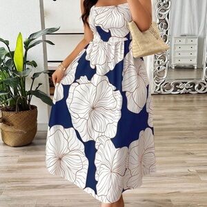 SHEIN Blue and White Floral Dress